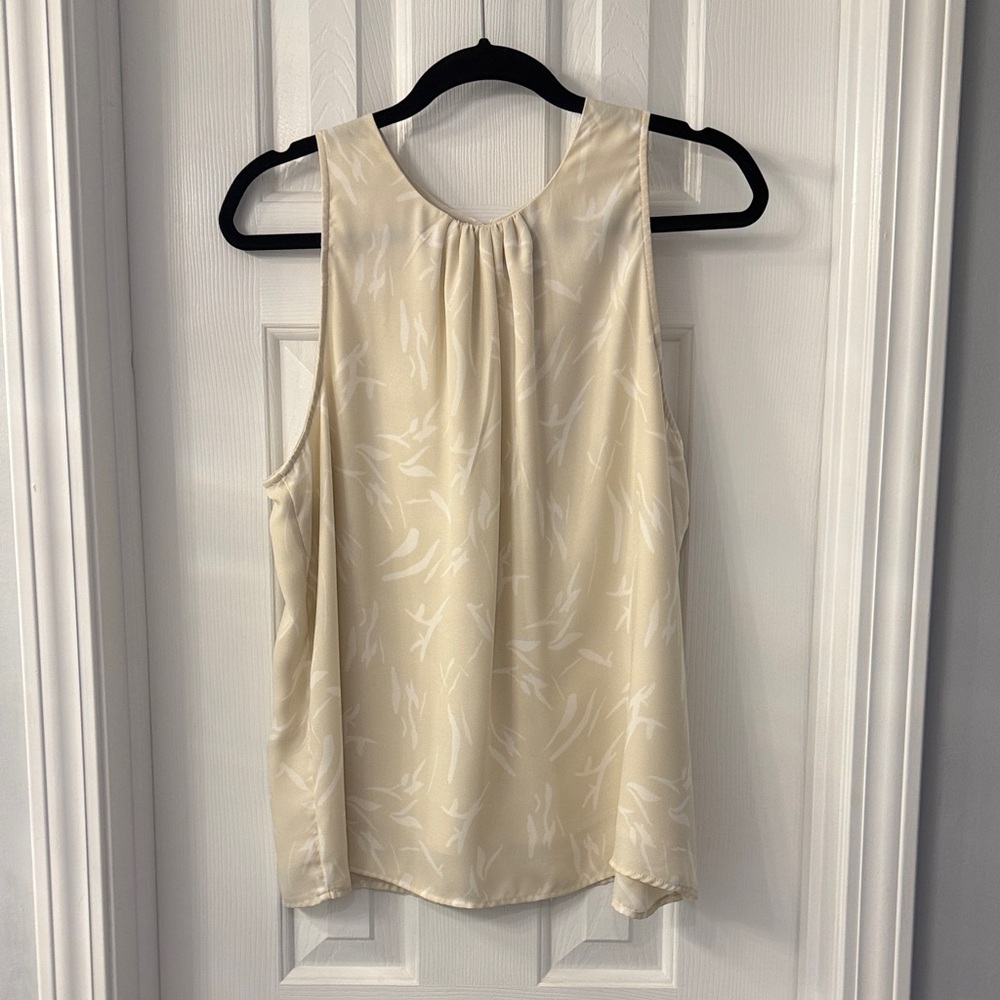 a new day Cream Printed Sleeveless Gathered Neck Shell Top